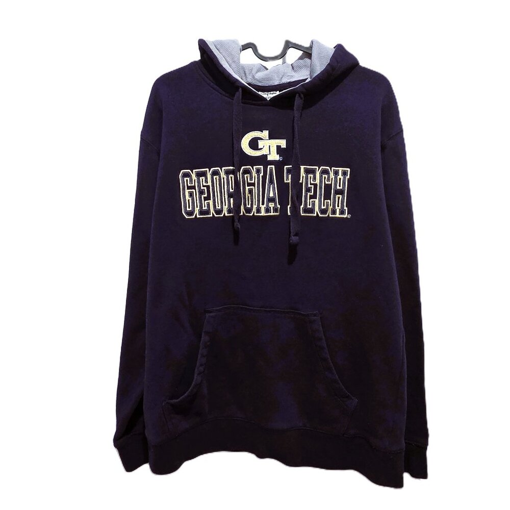 Champion Georgia Tech Pullover Hoodie Sweatshirt Medium Yellow Jacket Embroidery
